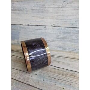 Brass Lucite Purple Wide Bangle Bracelet